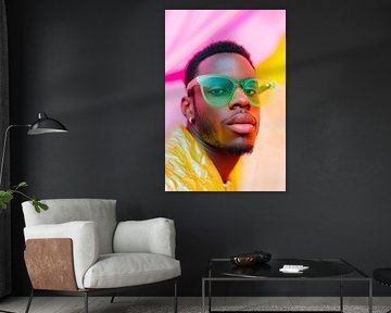 Modischer Mann mit bunten Brillen von Poster Art Shop