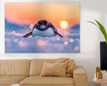 Pinguïn ontdekt de Arctische schemering van Poster Art Shop