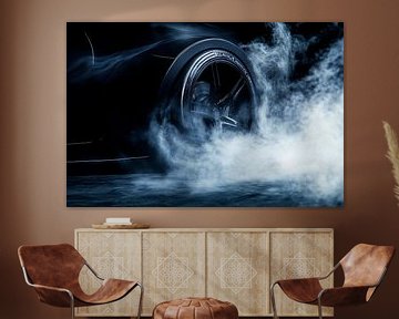 Smoking car with sporty tyres by Poster Art Shop