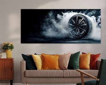 Tyre spins in a cloud of fog by Poster Art Shop