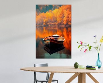 Calm boat in autumn water by Poster Art Shop