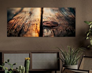 Rustiek houten oppervlak met munt van Poster Art Shop