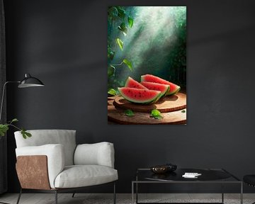 Saftige Wassermelonen im Sonnenlicht von Poster Art Shop