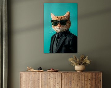 Chic cat in a suit with sunglasses by Poster Art Shop