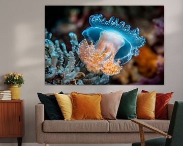 Glinsterende kwallen in het koraalrif van Poster Art Shop