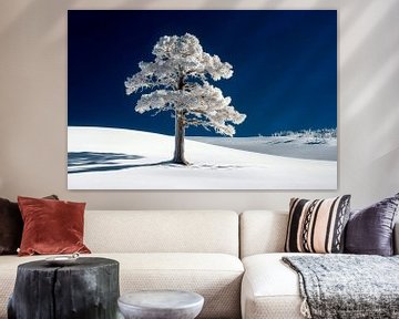 Besneeuwde boom in een winterdroom van Poster Art Shop