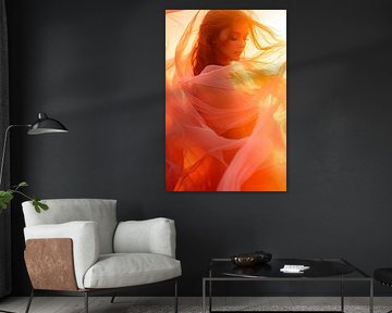 Belle femme dans un doux jeu de lumière sur Poster Art Shop