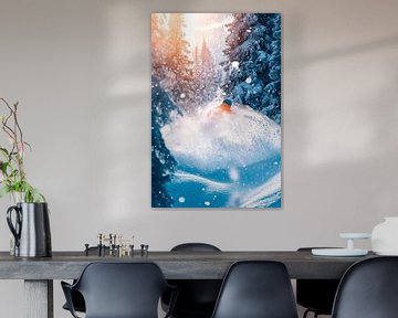 Sneeuwpret in het winterse bos van Poster Art Shop