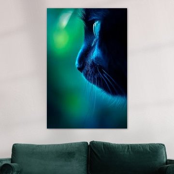 Chat noir sur fond coloré sur Poster Art Shop