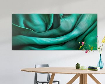 Zijdeachtige, groene stof met plooien van Poster Art Shop