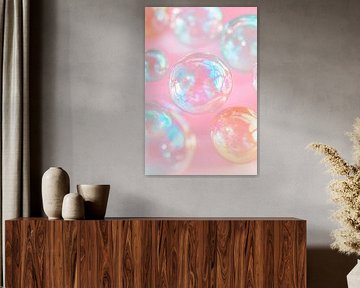 Bulles de savon aux douces couleurs pastel sur Poster Art Shop