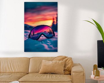 Skibril in de gloedvolle zonsondergang van Poster Art Shop