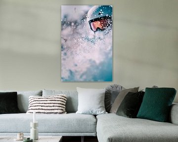 Skiërs duiken in de poedersneeuw van Poster Art Shop