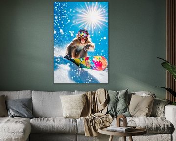 Skiënde aap in het zonlicht van Poster Art Shop