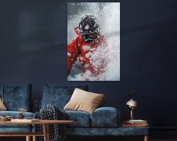 Skiërs in verse poedersneeuw van Poster Art Shop