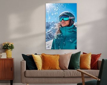 Skiër in winterparadijs van Poster Art Shop