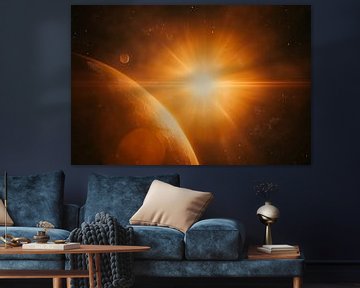 Zonsopgang boven een verre planeet van Poster Art Shop