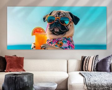 Summer pug with cocktail season by Poster Art Shop