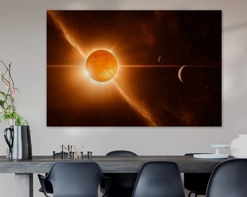 Zonsopgang in de ruimte met planeten van Poster Art Shop