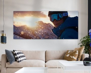 Zonneschijn tijdens het skiën in de sneeuw van Poster Art Shop