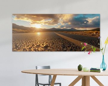 Sunset over a lonely road by Poster Art Shop