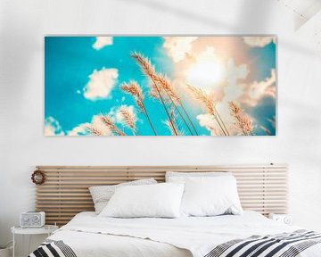Sunbeams over golden grass by Poster Art Shop