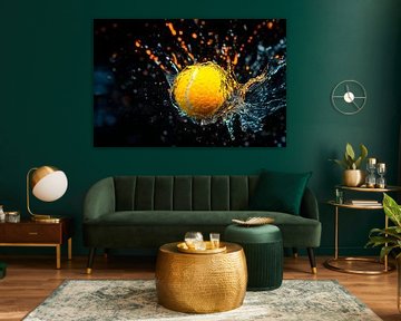 Spritzende Tennisball-Wasseraktion von Poster Art Shop