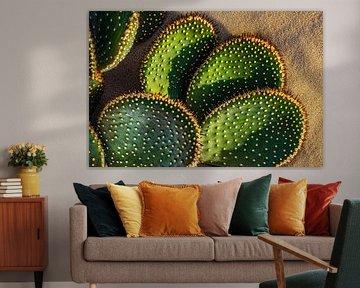Stachelige Sukkulenten im Sand von Poster Art Shop