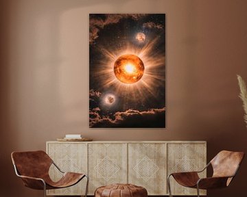 Sterrenhemel met stralende planeten van Poster Art Shop