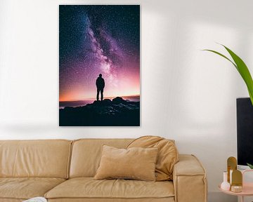 Sterrenhemel boven een kalme kust van Poster Art Shop