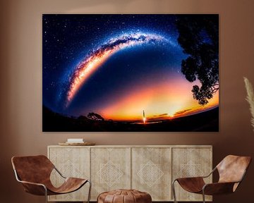 Sterrenhemel boven een horizon van Poster Art Shop