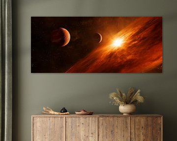 Sterrenstelsel met planeten en zon van Poster Art Shop