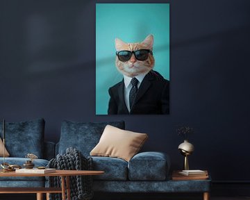 Stylish cat in a suit and sunglasses by Poster Art Shop
