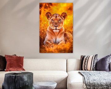 Proud lioness in golden light by Poster Art Shop