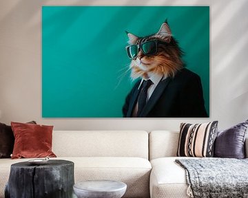 Stylish cat in a suit and sunglasses by Poster Art Shop
