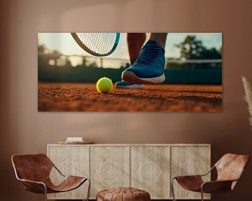 Chaussures de tennis sur le court avec balle sur Poster Art Shop