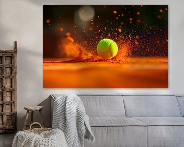 Tennisbal op rode kleibaan van Poster Art Shop