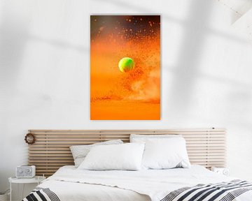 Tennisbal op rode kleibaan van Poster Art Shop