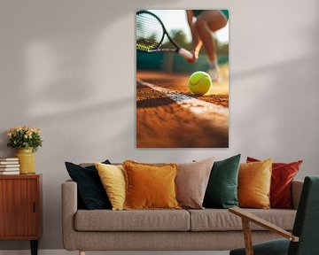 Balle de tennis sur la terre battue sur Poster Art Shop