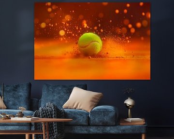 Tennisbal in actie op gravelbaan van Poster Art Shop
