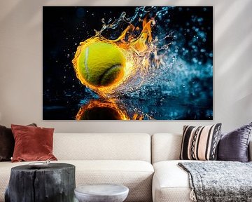 Tennisball in Feuer und Wasser von Poster Art Shop