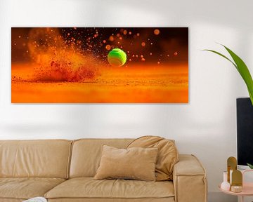 Tennisbal op impact met gravelbaan van Poster Art Shop