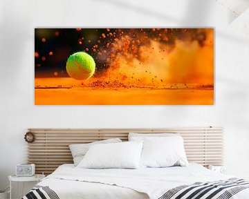 Tennisbal rolt over gravelbaan van Poster Art Shop