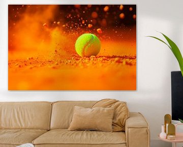 Tennisbal stuitert op gravelbaan van Poster Art Shop