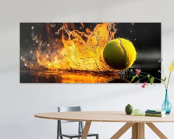 Tennis ball meets water and fire by Poster Art Shop