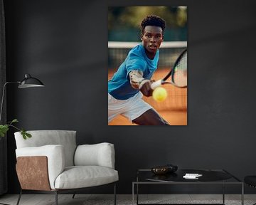 Tennisser in dynamische actie van Poster Art Shop