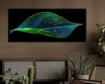 Drops on a fresh green leaf by Poster Art Shop