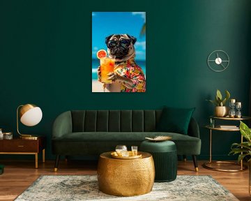 Urlaub mit einem coolen Mops von Poster Art Shop
