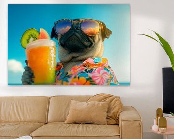 Holidays with a pug and cocktails by Poster Art Shop