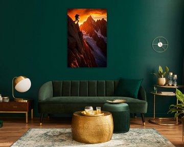 Wandelaars in een majestueus berglandschap van Poster Art Shop